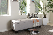 Load image into Gallery viewer, Baxton Studio Hannah Modern and Contemporary Grayish Beige Fabric Upholstered Button-Tufting Storage Ottoman Bench
