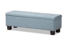 Load image into Gallery viewer, Baxton Studio Hannah Modern and Contemporary Light Blue Fabric Upholstered Button-Tufting Storage Ottoman Bench
