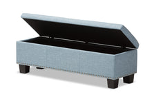 Load image into Gallery viewer, Baxton Studio Hannah Modern and Contemporary Light Blue Fabric Upholstered Button-Tufting Storage Ottoman Bench
