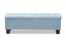 Load image into Gallery viewer, Baxton Studio Hannah Modern and Contemporary Light Blue Fabric Upholstered Button-Tufting Storage Ottoman Bench
