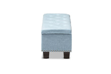 Load image into Gallery viewer, Baxton Studio Hannah Modern and Contemporary Light Blue Fabric Upholstered Button-Tufting Storage Ottoman Bench
