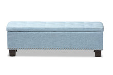 Load image into Gallery viewer, Baxton Studio Hannah Modern and Contemporary Light Blue Fabric Upholstered Button-Tufting Storage Ottoman Bench
