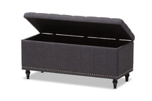 Load image into Gallery viewer, Baxton Studio Kaylee Modern Classic Dark Grey Fabric Upholstered Button-Tufting Storage Ottoman Bench
