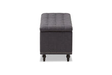 Load image into Gallery viewer, Baxton Studio Kaylee Modern Classic Dark Grey Fabric Upholstered Button-Tufting Storage Ottoman Bench
