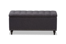 Load image into Gallery viewer, Baxton Studio Kaylee Modern Classic Dark Grey Fabric Upholstered Button-Tufting Storage Ottoman Bench
