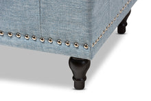 Load image into Gallery viewer, Baxton Studio Kaylee Modern Classic Light Blue Fabric Upholstered Button-Tufting Storage Ottoman Bench
