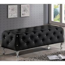 Load image into Gallery viewer, Baxton Studio Stella Crystal Tufted Black Leather Modern Bench
