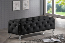 Load image into Gallery viewer, Baxton Studio Stella Crystal Tufted Black Leather Modern Bench
