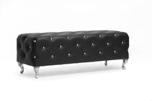 Load image into Gallery viewer, Baxton Studio Stella Crystal Tufted Black Leather Modern Bench
