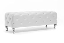 Load image into Gallery viewer, Baxton Studio Stella Crystal Tufted White Leather Modern Bench
