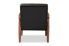 Load image into Gallery viewer, Baxton Studio Sorrento Mid-century Retro Modern Black Faux Leather Upholstered Wooden Lounge Chair
