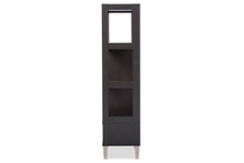 Load image into Gallery viewer, Baxton Studio Kalien Modern and Contemporary Dark Brown Wood Leaning Bookcase with Display Shelves and One Drawer
