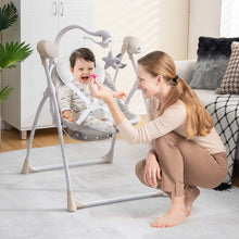 Load image into Gallery viewer, Electric Foldable Baby Rocking Chair with Adjustable Backrest-Beige
