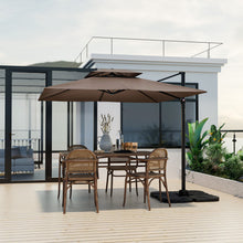 Load image into Gallery viewer, Patio 9.5FT Square Cantilever Offset Umbrella with 360°Rotation-Coffee
