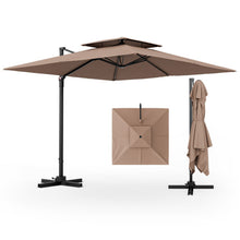 Load image into Gallery viewer, Patio 9.5FT Square Cantilever Offset Umbrella with 360°Rotation-Coffee
