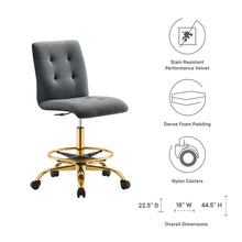 Load image into Gallery viewer, Prim Armless Performance Velvet Drafting Chair by Modway
