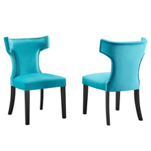 Load image into Gallery viewer, Curve Performance Velvet Dining Chairs Set of 2 by Modway
