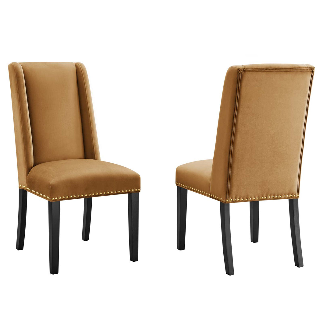 Baron Performance Velvet Dining Chairs Set of 2 by Modway