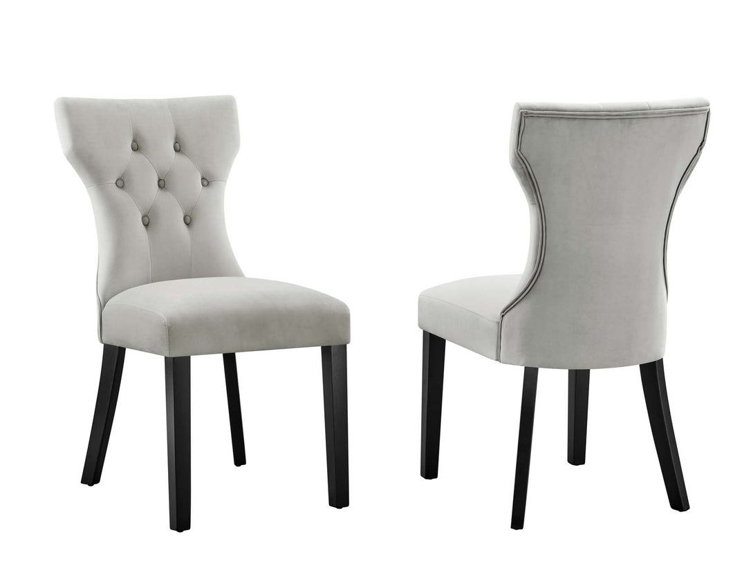 Silhouette Performance Velvet Dining Chairs Set of 2 by Modway