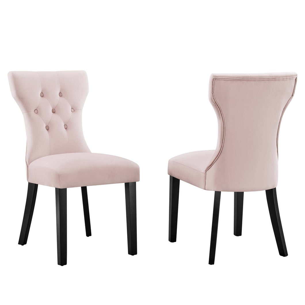 Silhouette Performance Velvet Dining Chairs Set of 2 by Modway