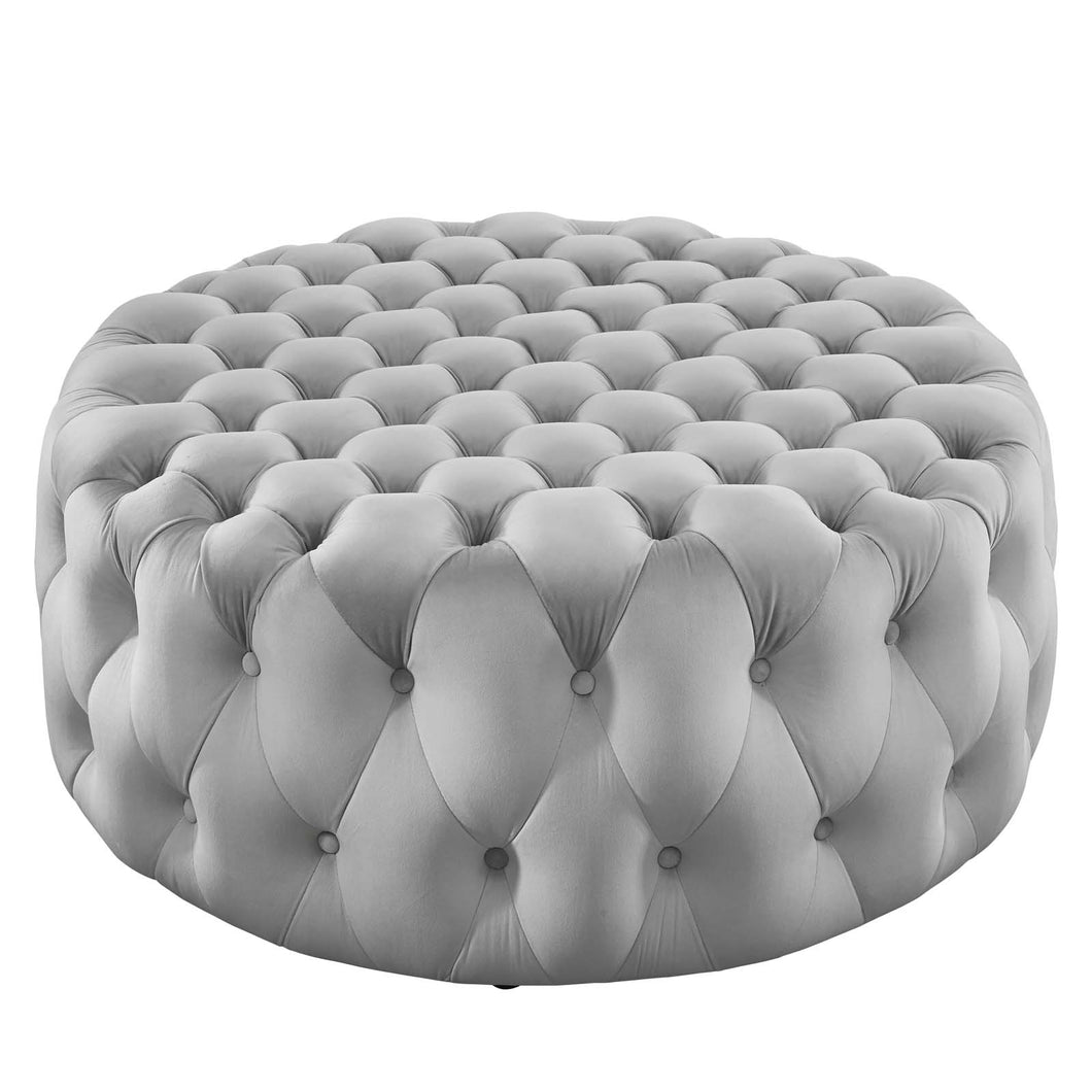 Amour Tufted Button Large Round Performance Velvet Ottoman by Modway