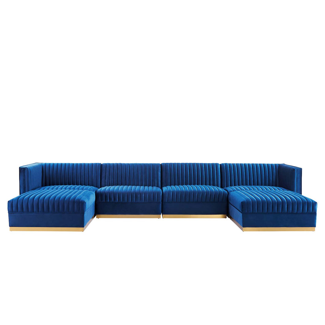Sanguine 6-Piece Channel Tufted Performance Velvet Modular Sectional Sofa by Modway