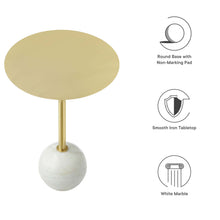 Load image into Gallery viewer, Aliza Round White Marble Side Table by Modway
