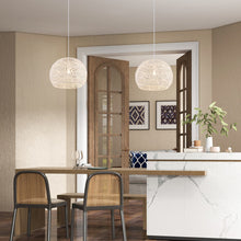 Load image into Gallery viewer, Round Farmhouse Rattan Pendant Lights with Adjustable Hanging Rope-Beige
