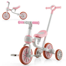 Load image into Gallery viewer, 4-in-1 Kids Trike Bike with Adjustable Parent Push Handle and Seat Height-Pink
