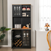 Load image into Gallery viewer, 72 Inch Freestanding Pantry Cabinet with Hutch and Adjustable Shelf-Black
