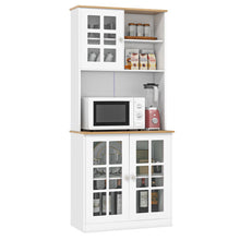 Load image into Gallery viewer, 72 Inch Freestanding Pantry Cabinet with Hutch and Adjustable Shelf-White
