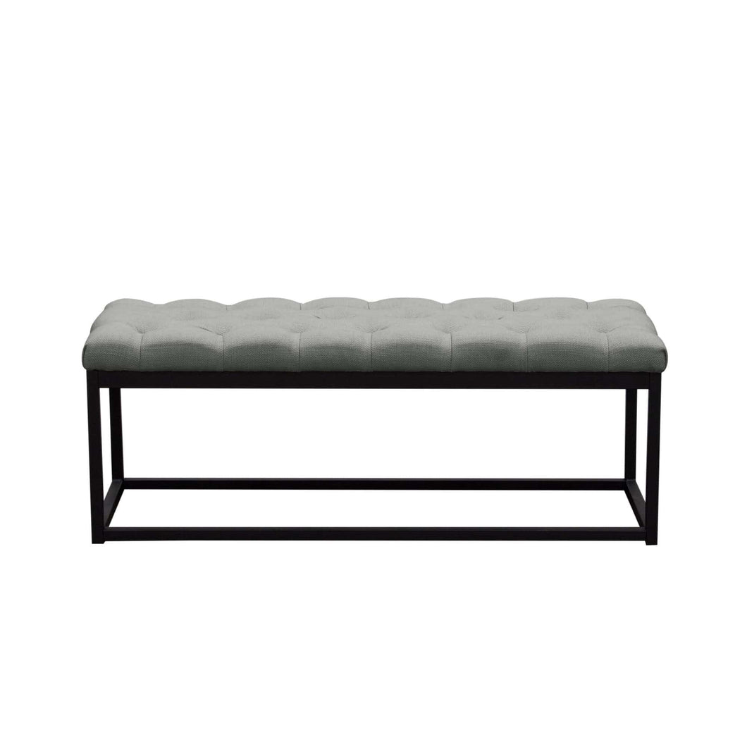 Mateo Black Powder Coat Metal Small Linen Tufted Bench by Diamond Sofa - Grey