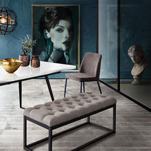 Load image into Gallery viewer, Mateo Black Powder Coat Metal Small Linen Tufted Bench by Diamond Sofa - Grey
