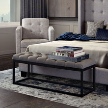 Load image into Gallery viewer, Mateo Black Powder Coat Metal Small Linen Tufted Bench by Diamond Sofa - Grey
