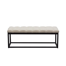 Load image into Gallery viewer, Mateo Black Powder Coat Metal Small Linen Tufted Bench by Diamond Sofa - Desert Sand Linen
