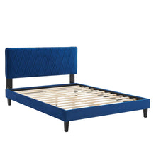 Load image into Gallery viewer, Phillipa Performance Velvet Queen Platform Bed
