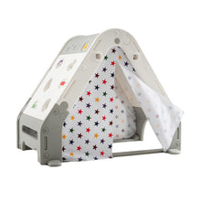 Load image into Gallery viewer, Kid&#39;s Triangle Climber with Tent Cover and with Climbing Wall-Gray
