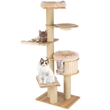 Load image into Gallery viewer, Modern Tall Cat Tree Tower with Scratch Posts and Washable Mats-Beige
