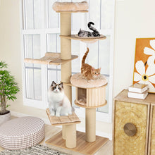 Load image into Gallery viewer, Modern Tall Cat Tree Tower with Scratch Posts and Washable Mats-Beige
