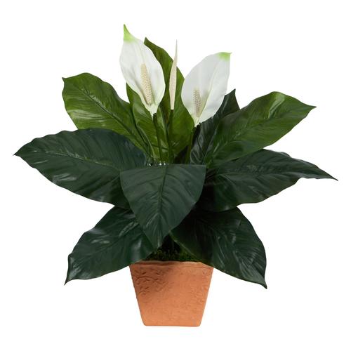 2'Spathiphyllum Artificial Plant in Terra-Cotta Planter