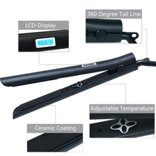 Load image into Gallery viewer, Adjustable Temp Ceramic Hair Straightener with LCD Display-Black
