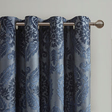 Load image into Gallery viewer, Amelia Knitted Jacquard Paisley Total Blackout Grommet Top Curtain Panel - SS40-0206
