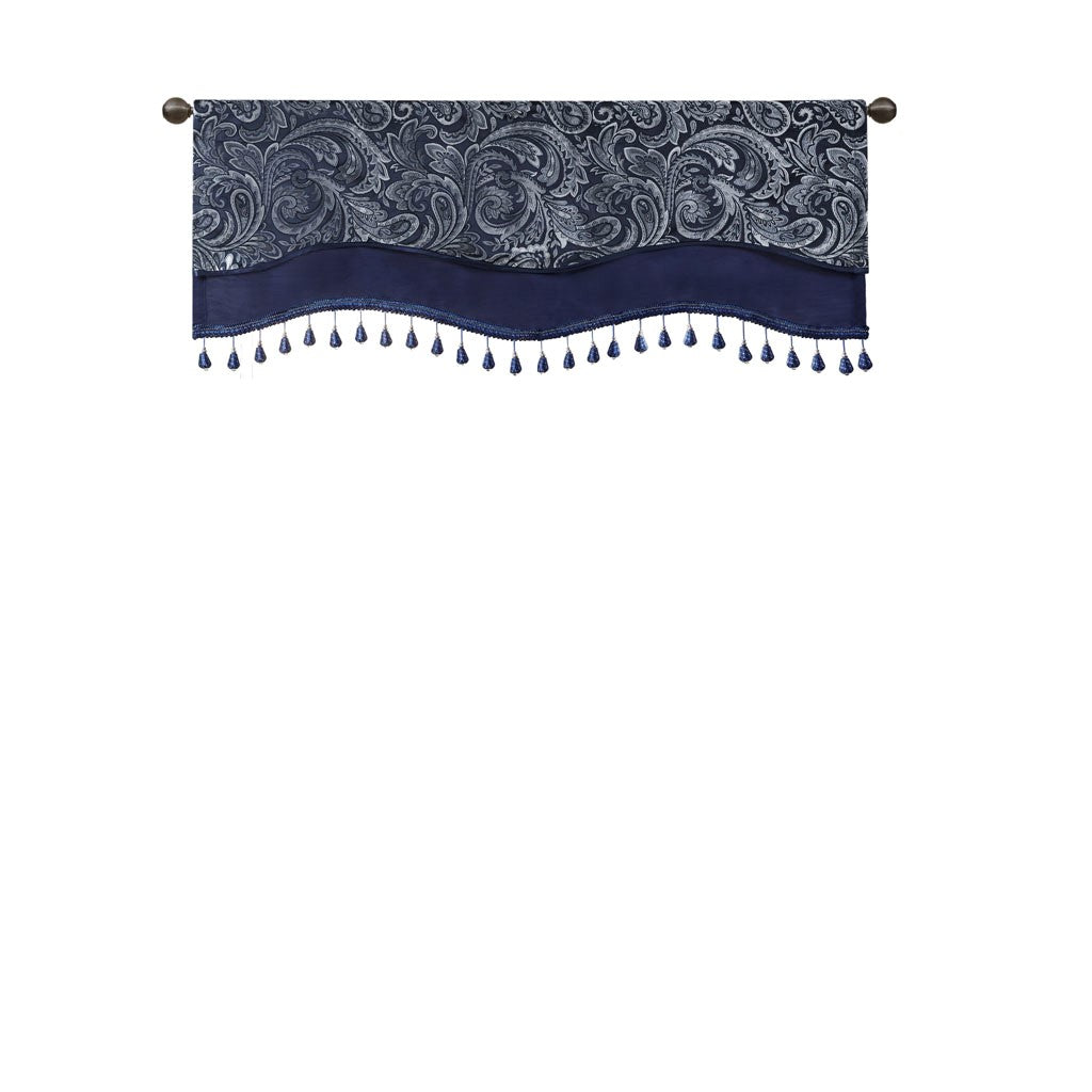 Aubrey Jacquard Window Rod Pocket Valance With Beads - MP41-7425