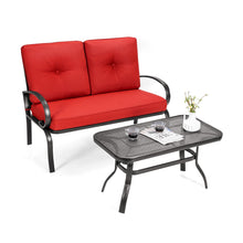 Load image into Gallery viewer, 2 Pcs Patio Outdoor Cushioned Coffee Table Seat-Red
