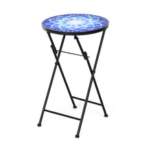 Load image into Gallery viewer, Folding Mosaic Side Table Accent Table
