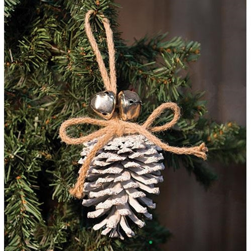 White Glitter Pinecone Ornament 5