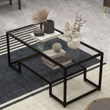 Load image into Gallery viewer, Modern Rectangular Coffee Table with Glass Table Top-Black
