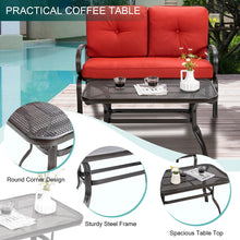 Load image into Gallery viewer, 2 Pcs Patio Outdoor Cushioned Coffee Table Seat-Red
