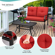 Load image into Gallery viewer, 2 Pcs Patio Outdoor Cushioned Coffee Table Seat-Red
