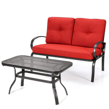 Load image into Gallery viewer, 2 Pcs Patio Outdoor Cushioned Coffee Table Seat-Red
